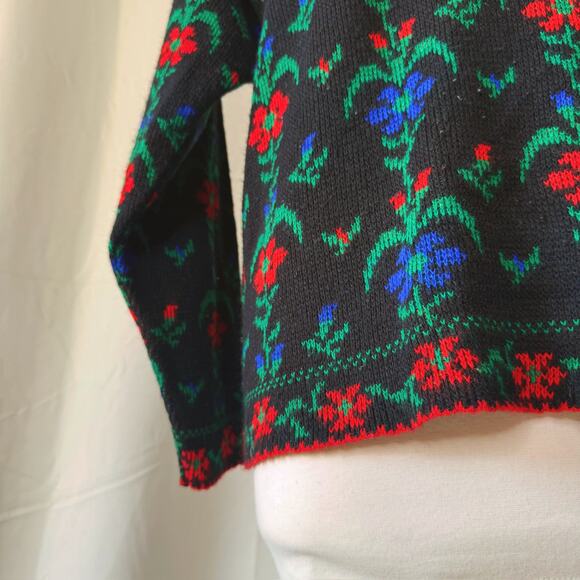 VTG 80s Justin Allen Xtra Floral Knit Sweater - Picture 5 of 7